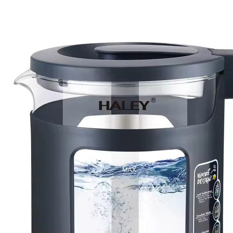 Fierbător de apă HALEY, 1800W, Portabil, din Sticlă de 2L, Oțel Inoxidabil