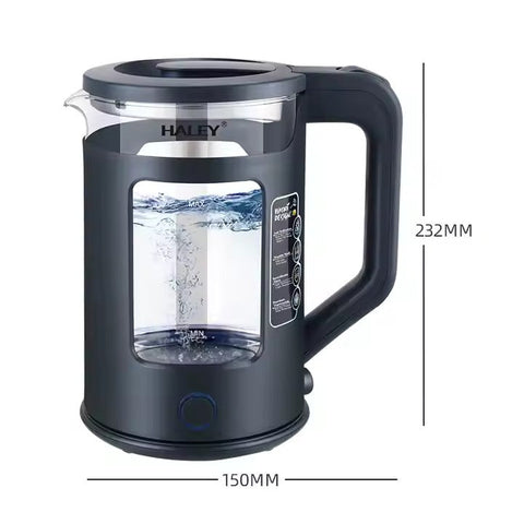Fierbător de apă HALEY, 1800W, Portabil, din Sticlă de 2L, Oțel Inoxidabil
