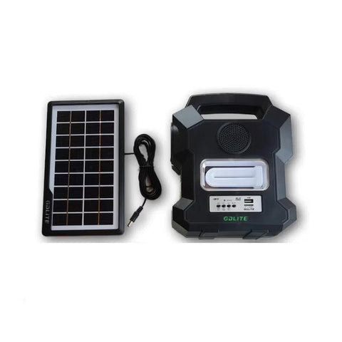 Sistem Solar cu Panou Solar AT PERFORMANCE® si 4 Becuri LED SMD / Lanterna, Intrare Alimentator 110 - 220 V, Intrare USB, Intrare 9V, Incarcare 15 ore, Negru.