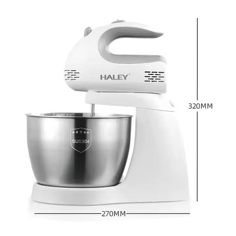 Mixer de Inalta Performanta HALEY, 500W, Bol Generos din Inox de 3L, 5 Trepte de Viteza, Alb si Inox