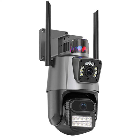 Cameră Supraveghere WiFi cu 2 Camere AT PERFORMANCE® Pro 8MP – Zoom Optic 5X, Viziune Nocturnă, Interior/Exterior, Comunicare Bidirecțională + Cadou Card SD 32GB