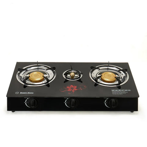 Aragaz Portabil cu 3 Arzătoare, AT PERFORMANCE – Aprindere Automată, sticlă temperată cu model variabil, protecție și eficiență energetică Clasa A