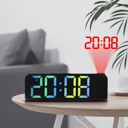 Ceas digital cu afisaj LED AT PERFORMANCE®, cu funtie de alarma si intensitate reglabila, proiector rotativ cu ora, Negru.