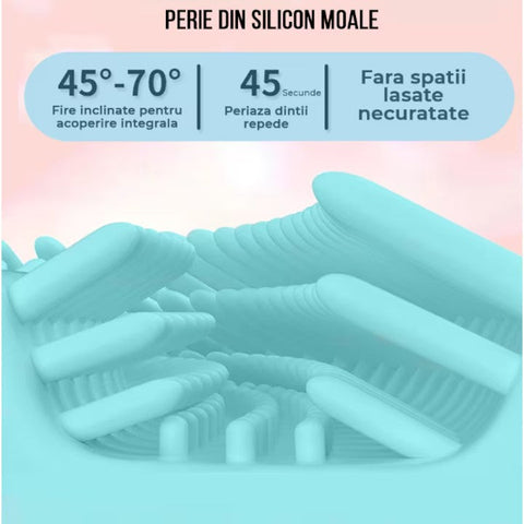 Periuta de dinti electrica pentru copii AT PERFORMANCE®, 2-7 ani, in forma de U, din silicon, periaj si curatare gingii 360, cu baza de incarcare si pastrare, incarcare USB, Albastru. (copie)