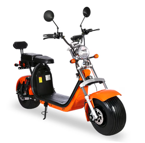 Scuter Electric 2 Persoane, Viteză Limitată 25 km/h – Fără Permis, Viteza maxima 45 km/h, Autonomie 45 km, Motor 1500W, Baterie 20Ah, Suspensie Hidraulică, COC Inclus