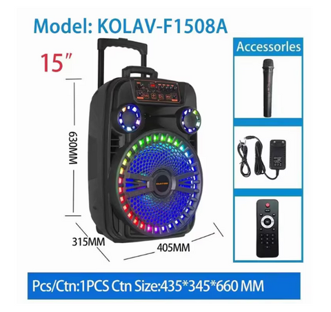 Boxa portabila bluetooth kolov F-1508A, USB, Radio FM, microfon, joc de lumin RGB