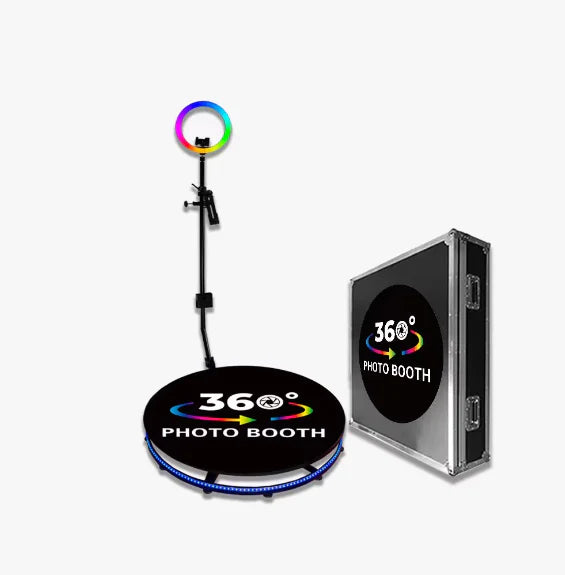 Platforma foto-video rotunda, Selfie 360, brat rotativ, led RGB, pentru evenimente, marca At Performance, diametru 80cm
