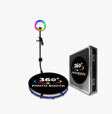 Platforma foto-video rotunda, Selfie 360, brat rotativ, led RGB, pentru evenimente, marca At Performance, diametru 80cm
