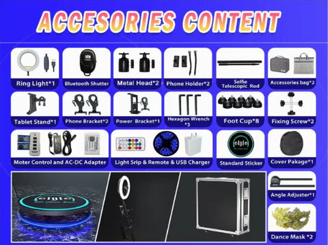 Platforma foto-video rotunda, Selfie 360, brat rotativ, led RGB, pentru evenimente, marca At Performance, diametru 80cm