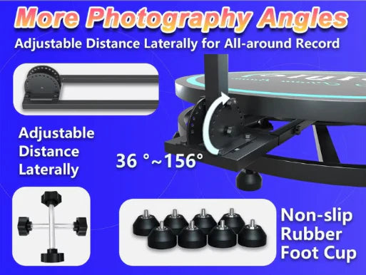 Platforma foto-video rotunda, Selfie 360, brat rotativ, led RGB, pentru evenimente, marca At Performance, diametru 80cm