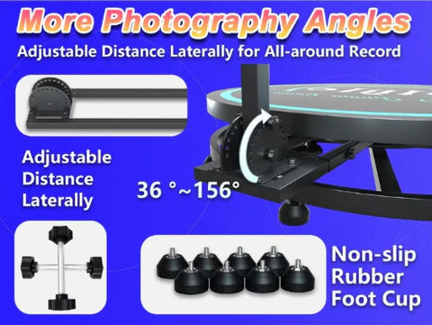 Platforma foto-video rotunda, Selfie 360, brat rotativ, led RGB, pentru evenimente, marca At Performance, diametru 80cm