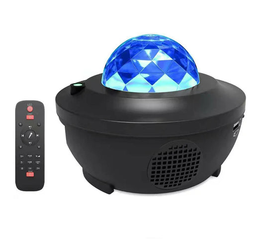 Proiector cu player muzical, Ranpo, LED, RGB, USB, Temporizator, Negru