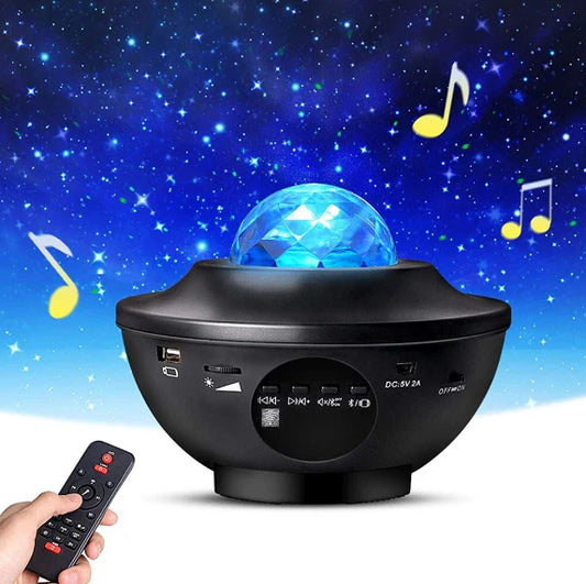 Proiector cu player muzical, Ranpo, LED, RGB, USB, Temporizator, Negru