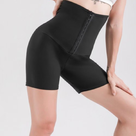 Pantaloni Scurti At Performance, Fitness pentru slabit, femei, Zona stomac, Jiahua, Negru, Neopren, intre elastici, Negru