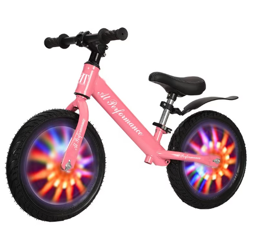 Bicicleta de echilibru, At Performance, fara pedale pentru copii, 2-5 ani, roz cu lumini pe roti