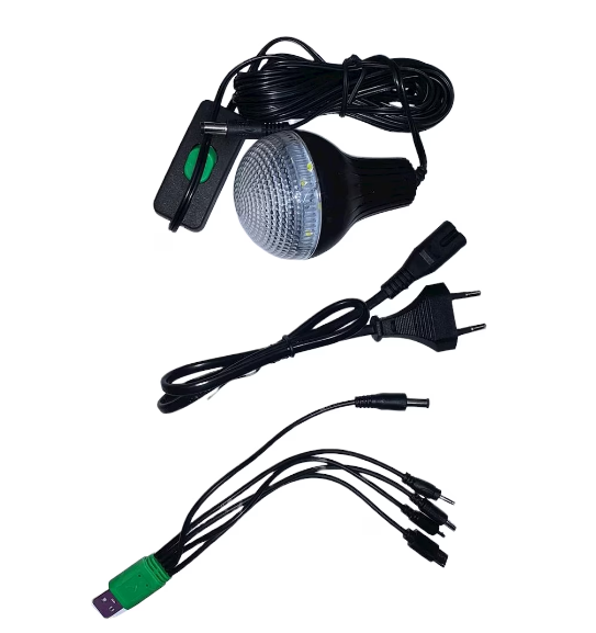 Kit solar portabil GD-8017, USB, 3 becuri, lanterna LED, cablu incarcator telefon multiple capete