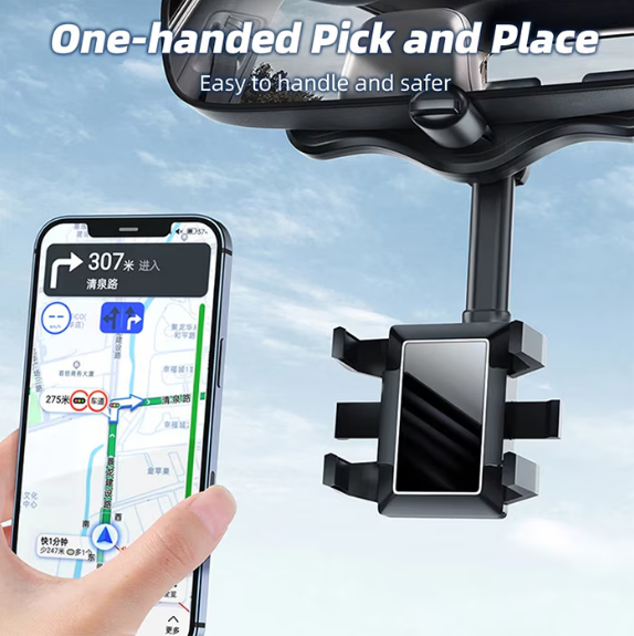 Suport de telefon, rotativ si retractabil, pentru oglinda auto