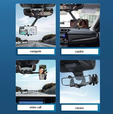Suport de telefon, rotativ si retractabil, pentru oglinda auto