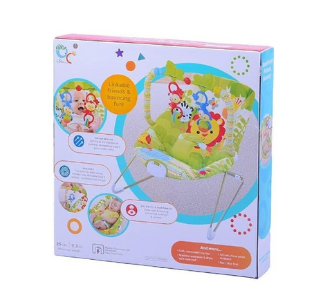 Scaun pentru copii, AT PERFORMANCE®, Metal/Textil, cu vibratii si sunete, cu model de animalele junglei, Multicolor