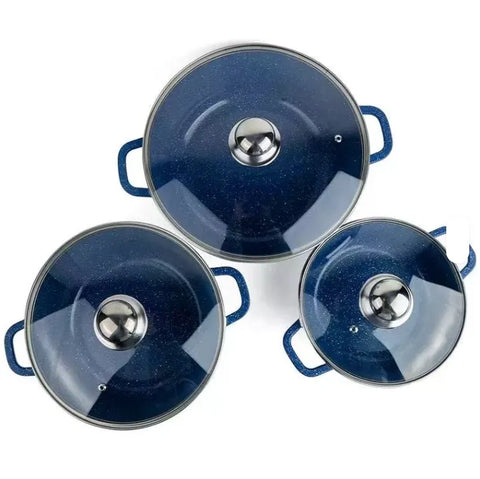 Set Premium 10 Piese AT PERFORMANCE – Oale cu acoperire din marmură și capace din sticlă semitransparentă, 5 dimensiuni pentru gătit versatil