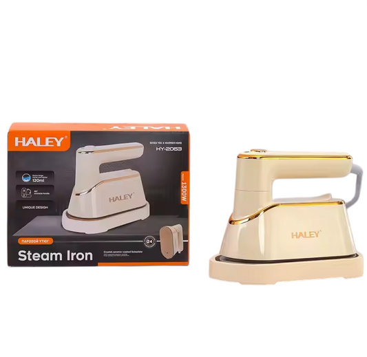 Fier de Călcat Electric HALEY 1300W, Mic Portabil de Înaltă Calitate, cu Abur, Puternic, Crem