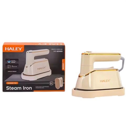 Fier de Călcat Electric HALEY 1300W, Mic Portabil de Înaltă Calitate, cu Abur, Puternic, Crem