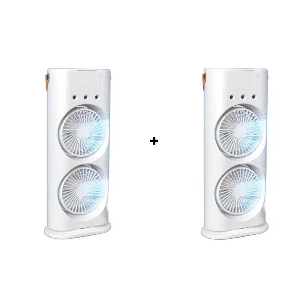 Pachet 2x Ventilator Portabil de Birou AT PERFORMANCE® Alb – Silențios, LED, 2 Viteze, Baterie 2000mAh