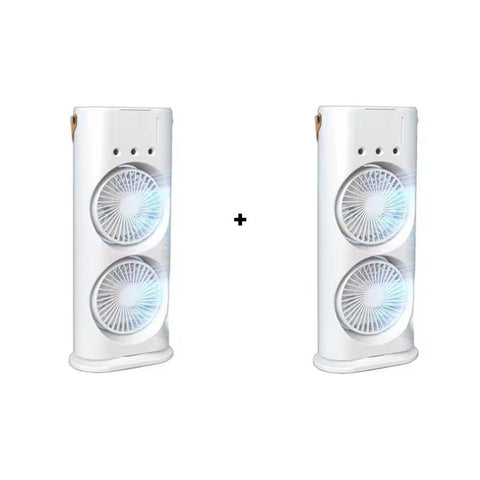 Pachet 2x Ventilator Portabil de Birou AT PERFORMANCE® Alb – Silențios, LED, 2 Viteze, Baterie 2000mAh