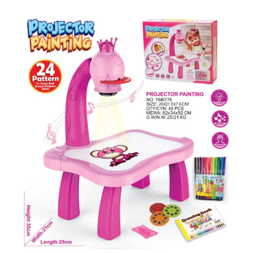 Masă AT PERFORMANCE®,cu proiector de desenat pentru copii, trageți și desenați, proiectorul de jucărie cu lumină și muzică.