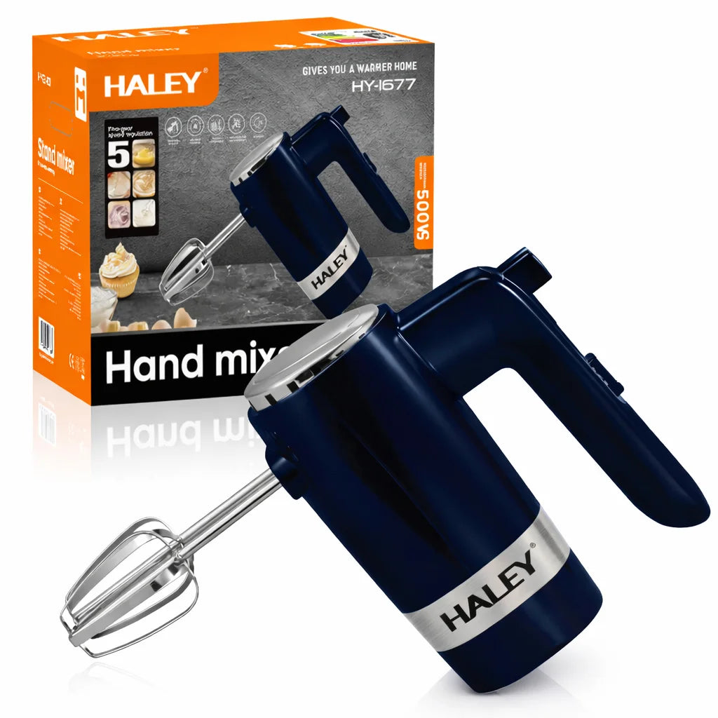Mixer de mână HALEY HY-1677, 500W, 5 viteze, cu palete și cârlige pentru aluat