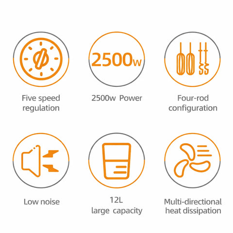Mixer Planetar Profesional HALEY HY-2418, 2500W, Bol Inox 12L, 9 Viteze + Pulse, Display Touch