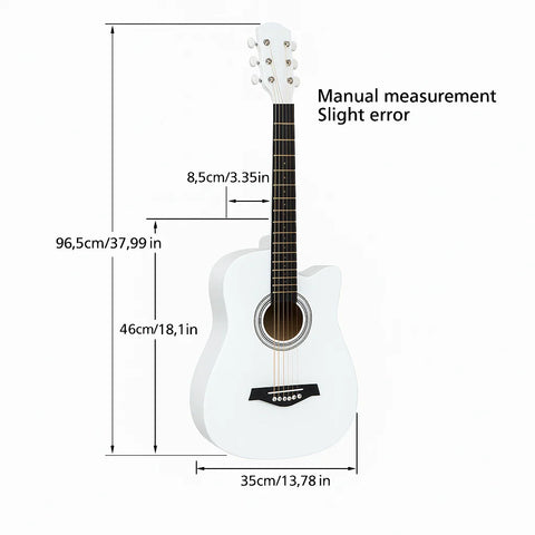 Chitară acustică 4/4 albă – design elegant, sunet clar și echilibrat