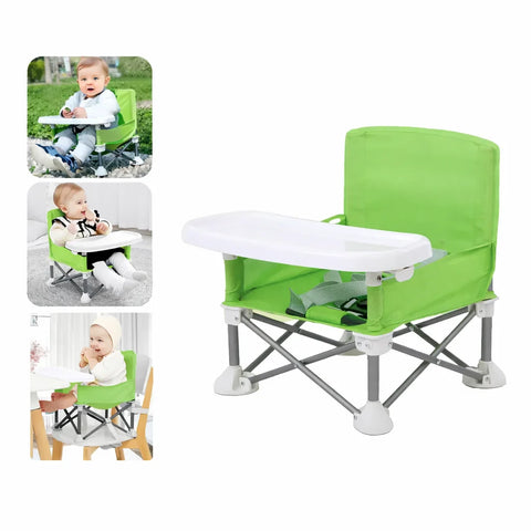 Scaun bebe, pliabil, compact, portabil, usor de depozitat, cu tava detasabila, pentru masa si joaca, cu spatiu de depozitare, ham de siguranta in 5 puncte