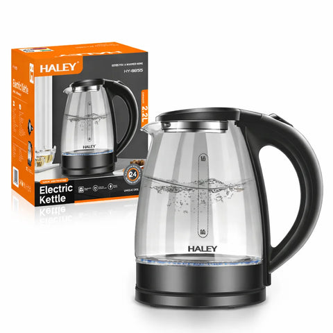 Fierbător Electric HALEY HY-8855, 2.2L, 1800W, Sticlă Borosilicată, Oprire Automată