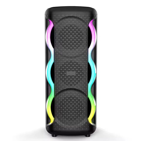 Boxa Portabila AT PERFORMANCE®, cu Lumini RGB, Putere 100w, MP3, USB, Bluetooth, TF, WIFI, Slot Microfon, Acumulator, Negru