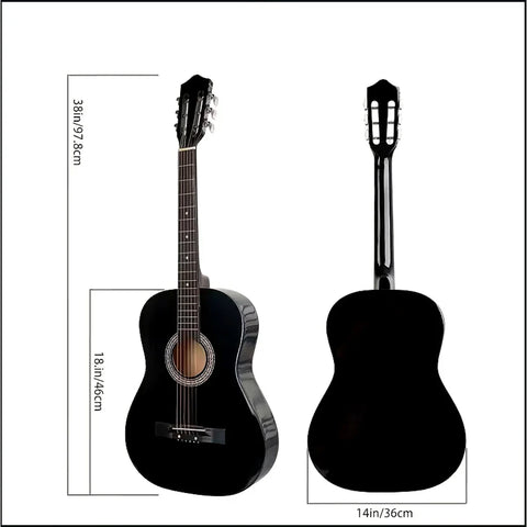 Chitara AT PERFORMANCE®, Clasica 4/4 Neagra, 38" (95cm), Lemn, 6 Corzi metalice, 20 De Taste.