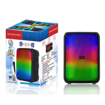 Boxă Portabilă Kolav cu Microfon, AT PERFORMANCE,  Telecomandă, Bluetooth, FM, Slot pentru SD și USB, Baterie 3,7V 1500mA, Cablu de Încărcare USB, Control cu un Buton