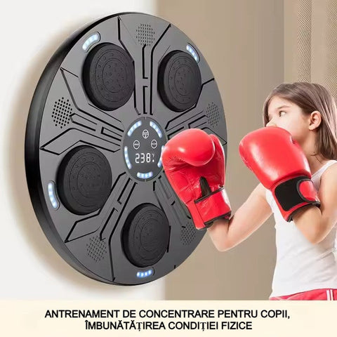 Box Muzical Electronic AT PERFORMANCE®, Conexiune Bluetooth, pentru Copii si Adulti, Antrenamente de Box si Fitness, Manusi Incluse, Incarcare USB, Negru