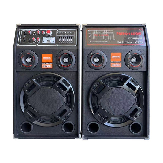 Set 2 Boxe Profesionale Active Smart Bass 284, 600W RMS, Bluetooth, USB, SD, Microfon Wireless, Jocuri de Lumini, Amplificator, Egalizator – Sunet Premium pentru Evenimente și Petreceri