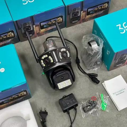 Cameră Supraveghere WiFi 3 în 1 AT PERFORMANCE® – 15MP 8K, PTZ, Audio, Alarmă, IP66 + Card SD 32GB Cadou
