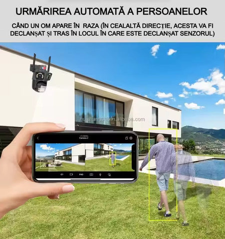 Cameră Supraveghere WiFi 3 în 1 AT PERFORMANCE® – 15MP 8K, PTZ, Audio, Alarmă, IP66 + Card SD 32GB Cadou