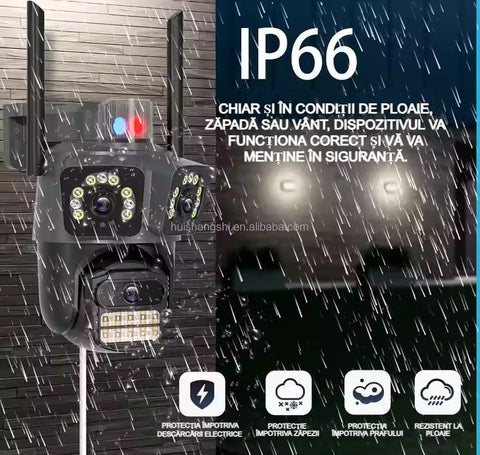 Cameră Supraveghere WiFi 3 în 1 AT PERFORMANCE® – 15MP 8K, PTZ, Audio, Alarmă, IP66 + Card SD 32GB Cadou