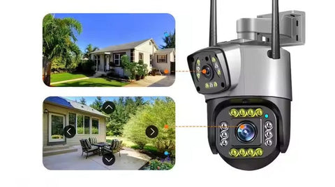 Cameră Supraveghere Inteligentă cu 2 Camere AT PERFORMANCE® – 4MP, WiFi, Audio, Vedere Nocturnă, Rotire 360° Orizontală + Cadou Card SD 32GB
