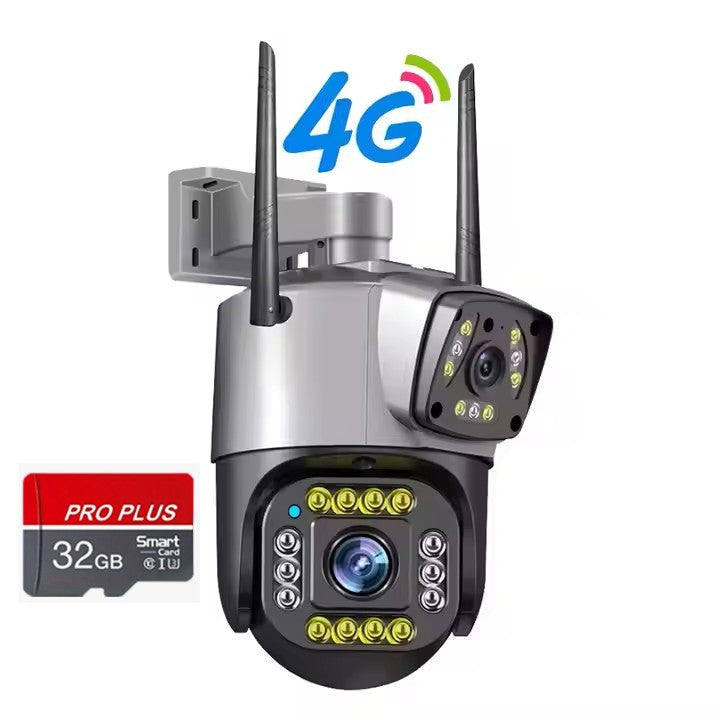 Cameră Supraveghere Inteligentă cu 2 Camere AT PERFORMANCE® – 4MP, WiFi, Audio, Vedere Nocturnă, Rotire 360° Orizontală + Cadou Card SD 32GB