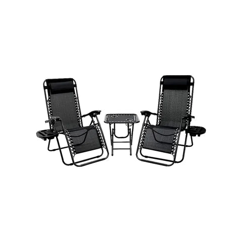 Set 2 Scaune Șezlonguri Zero Gravity + Masă cu Suport Pahare AT PERFORMANCE® – Pachet Promo Exterior