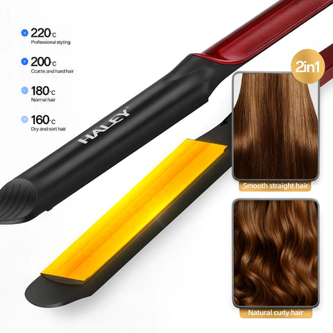 Placă de creponat părul HALEY HY-3006 Wave Splint, 45W, 4 trepte de temperatură, încălzire rapidă, 2 în 1 – îndreptare și onduleuri naturale