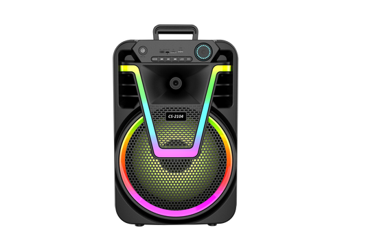Boxa Portabila AT PERFORMANCE®, cu Lumini RGB, cu Maner, Putere 200W, MP3, USB, Bluetooth, TF, WIFI, Slot Microfon, Karaoke, Acumulator, Negru