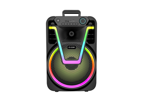 Boxa Portabila AT PERFORMANCE®, cu Lumini RGB, cu Maner, Putere 200W, MP3, USB, Bluetooth, TF, WIFI, Slot Microfon, Karaoke, Acumulator, Negru