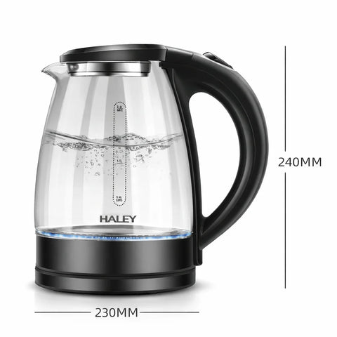 Fierbător Electric HALEY HY-8855, 2.2L, 1800W, Sticlă Borosilicată, Oprire Automată