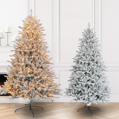 Brad artificial 3D cu ninsoare 2.1m, 1150 ramuri, cu lumini LED calde – Christmas Tree 2.1m 1150T